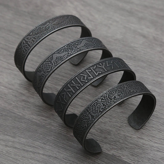 Viking Rune Cuff Bracelet (316L)
