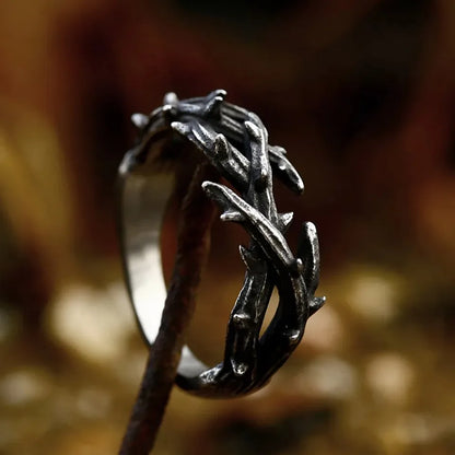 Vintage Black Crown of Thorns Ring (316L)