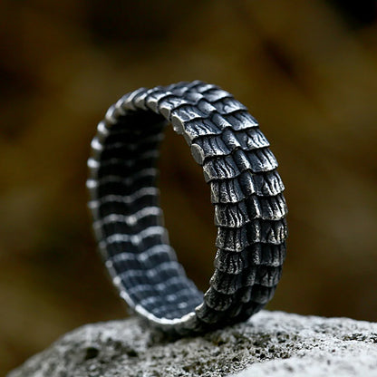 Textured Armor Band Ring (316L)