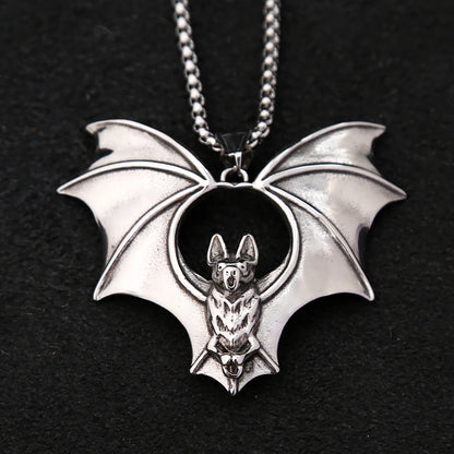 Men’s Gothic Bat Necklace – Stainless Steel Pendant