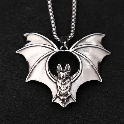 Men’s Gothic Bat Necklace – Stainless Steel Pendant