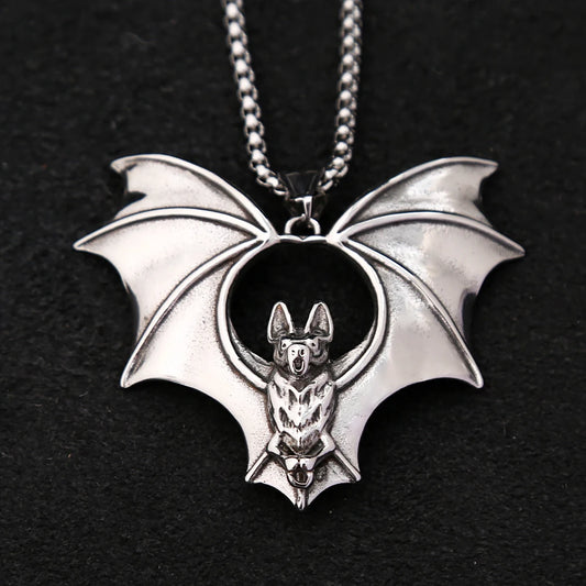Men’s Gothic Bat Necklace – Stainless Steel Pendant