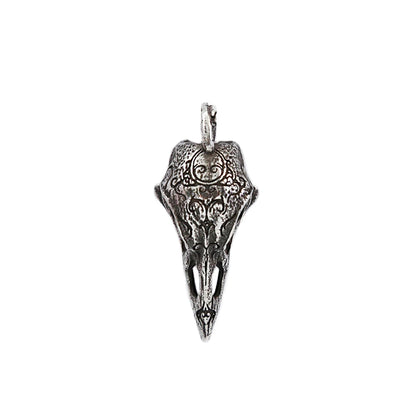 Vintage Gothic Raven Skull Pendant Necklace (316L)