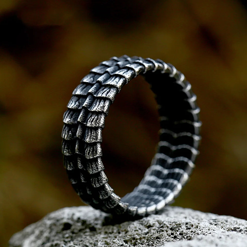 Textured Armor Band Ring (316L)