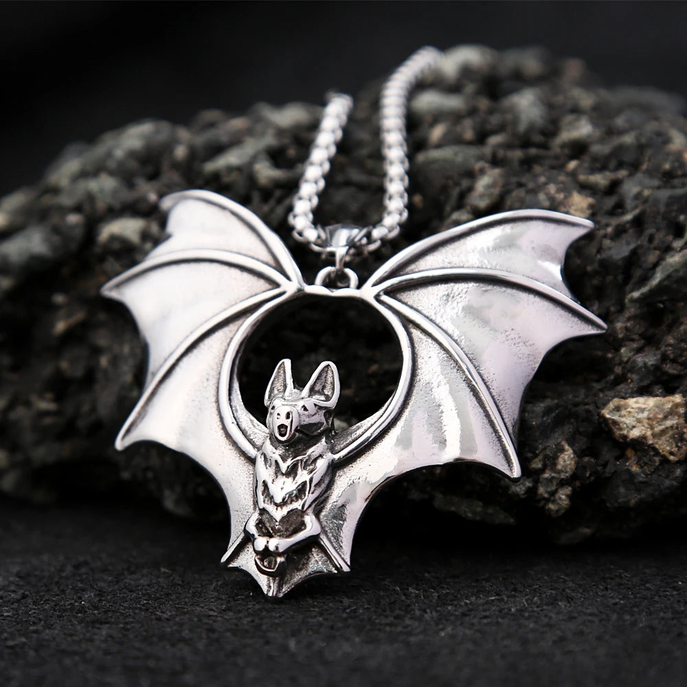 Men’s Gothic Bat Necklace – Stainless Steel Pendant