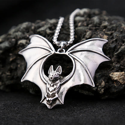 Men’s Gothic Bat Necklace – Stainless Steel Pendant