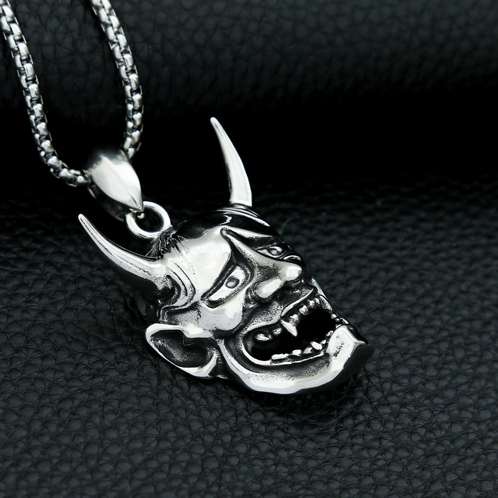 Oni Demon Mask Pendant Necklace (316L)