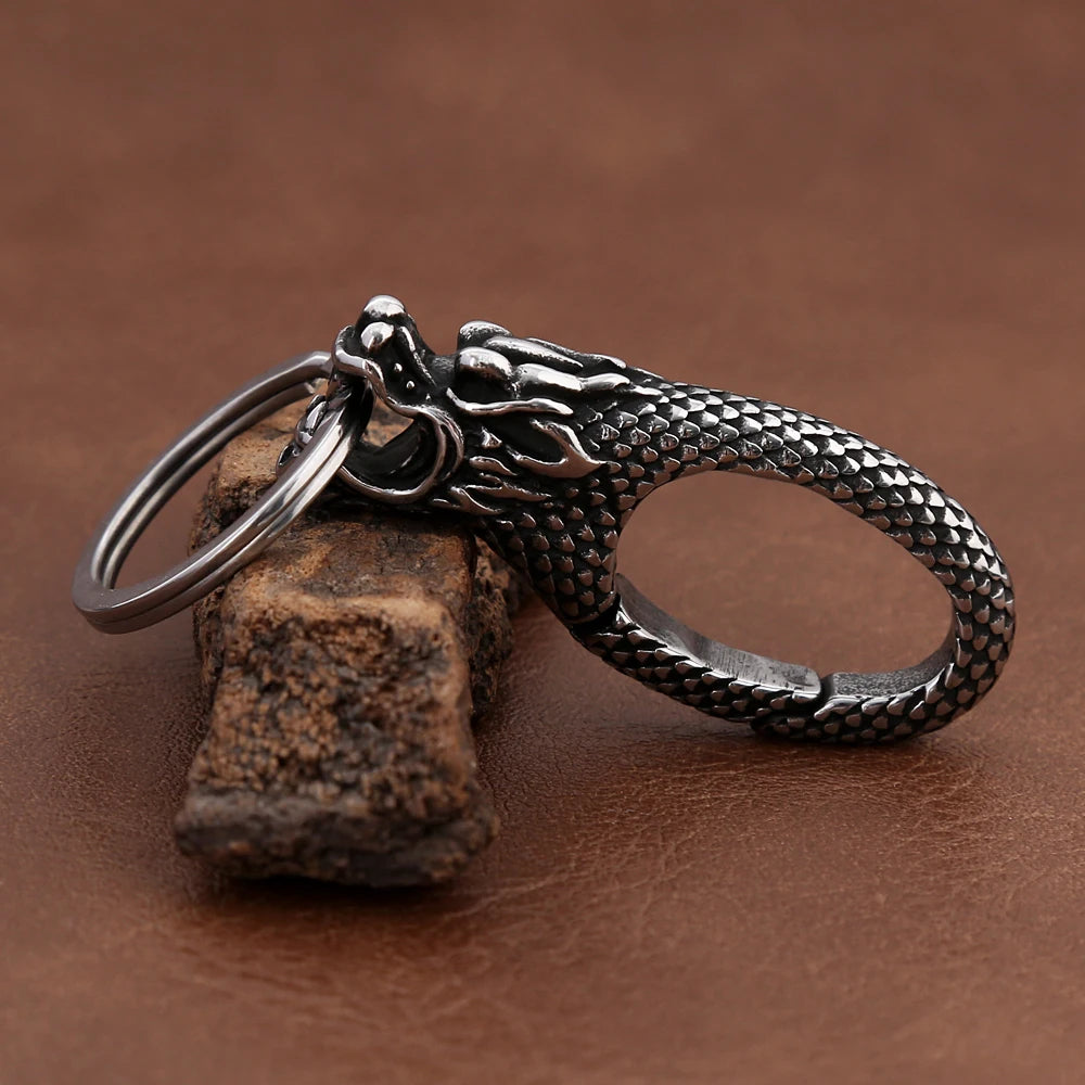Viking Dragon Head Keychain (316L)