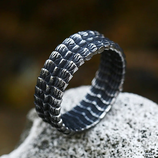 Textured Armor Band Ring (316L)