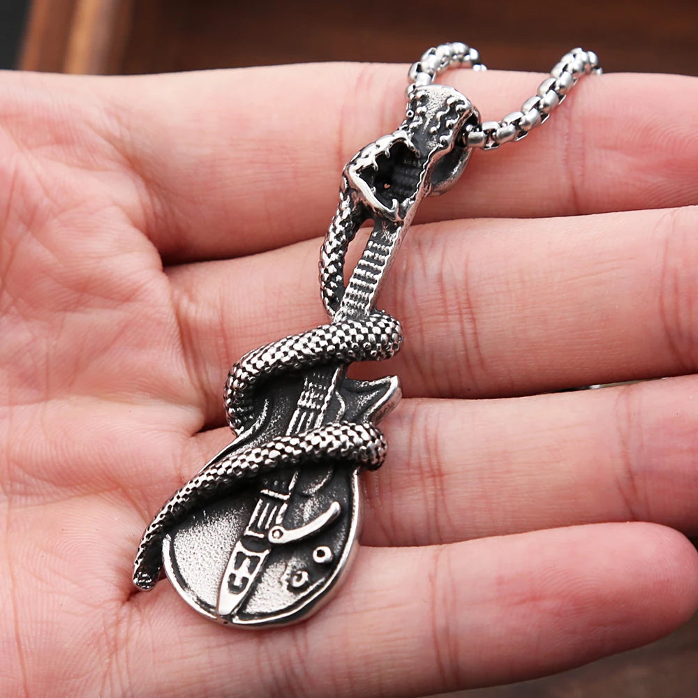 Serpent Guitar Pendant Necklace (316L)