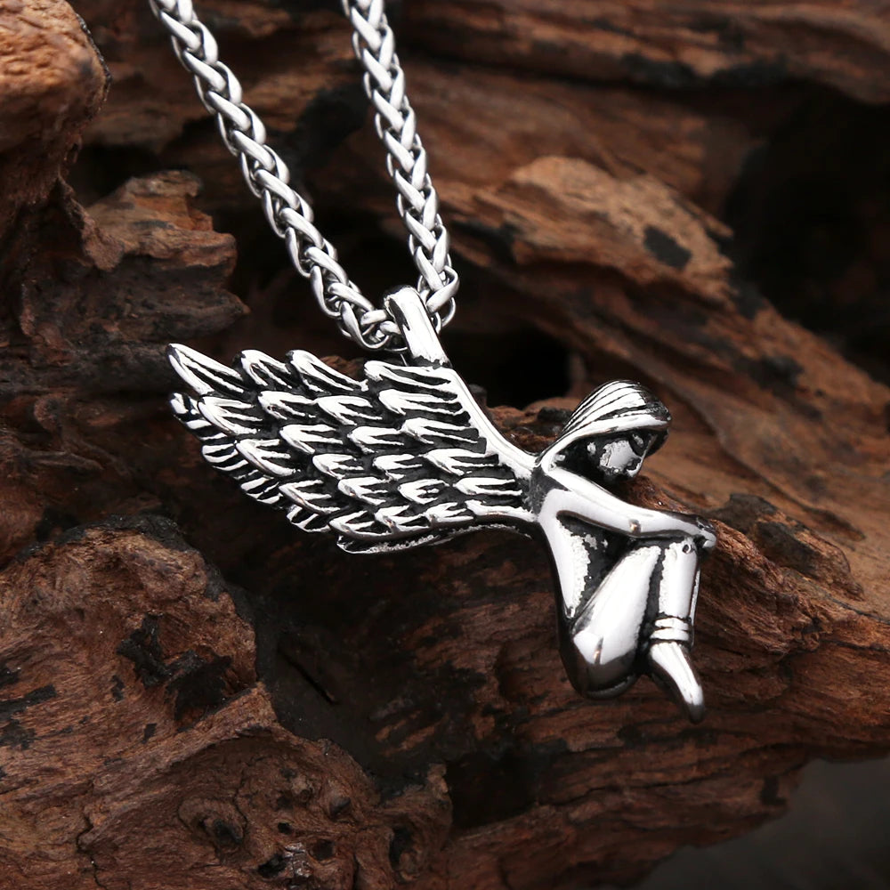 Guardian Angel Wings Pendant Necklace (316L)