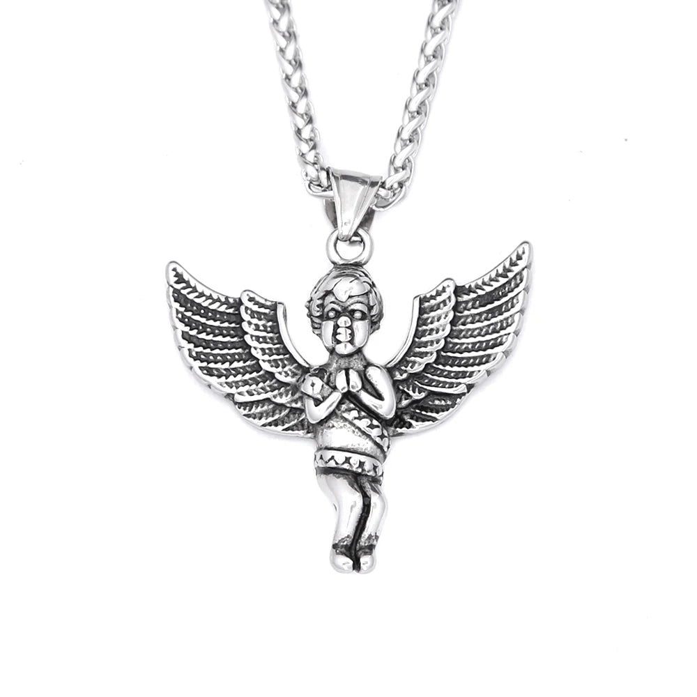 Guardian Angel Wings Pendant Necklace (316L)