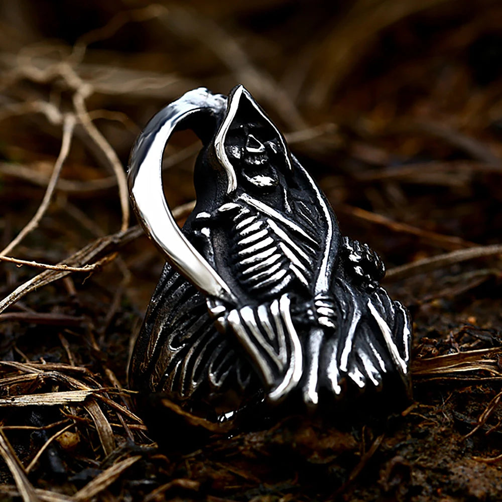 Grim Reaper Skull Ring (316L)