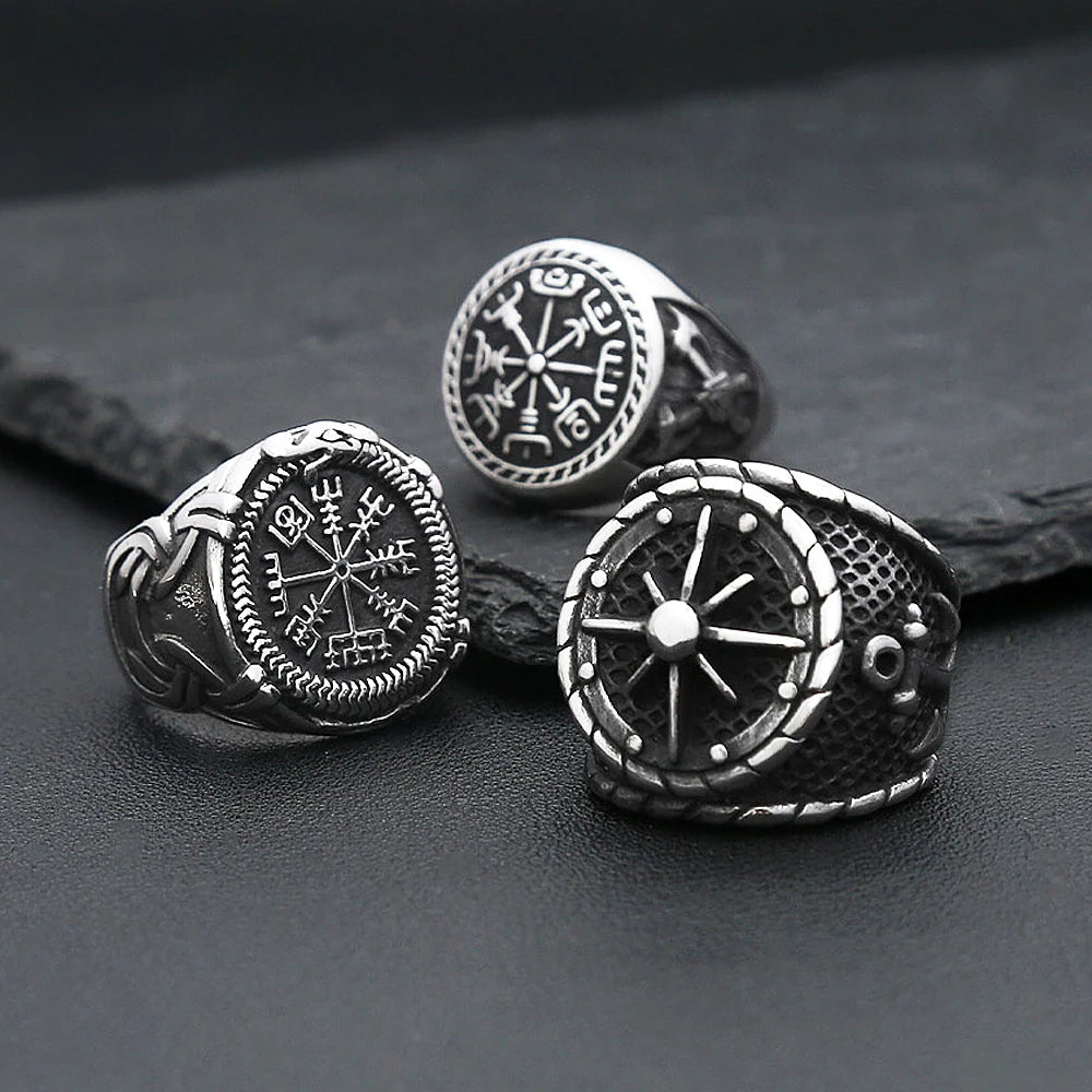 Viking Compass Ring Vegvísir (316L)