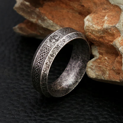 Nordic Tree of Life Rune Ring (316L)
