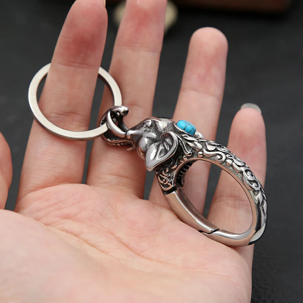 Vintage Elephant Keychain – Bold Metal Accessory