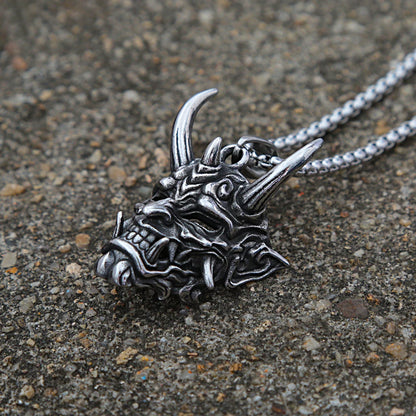 Demon Mask Skull Pendant Necklace (316L)