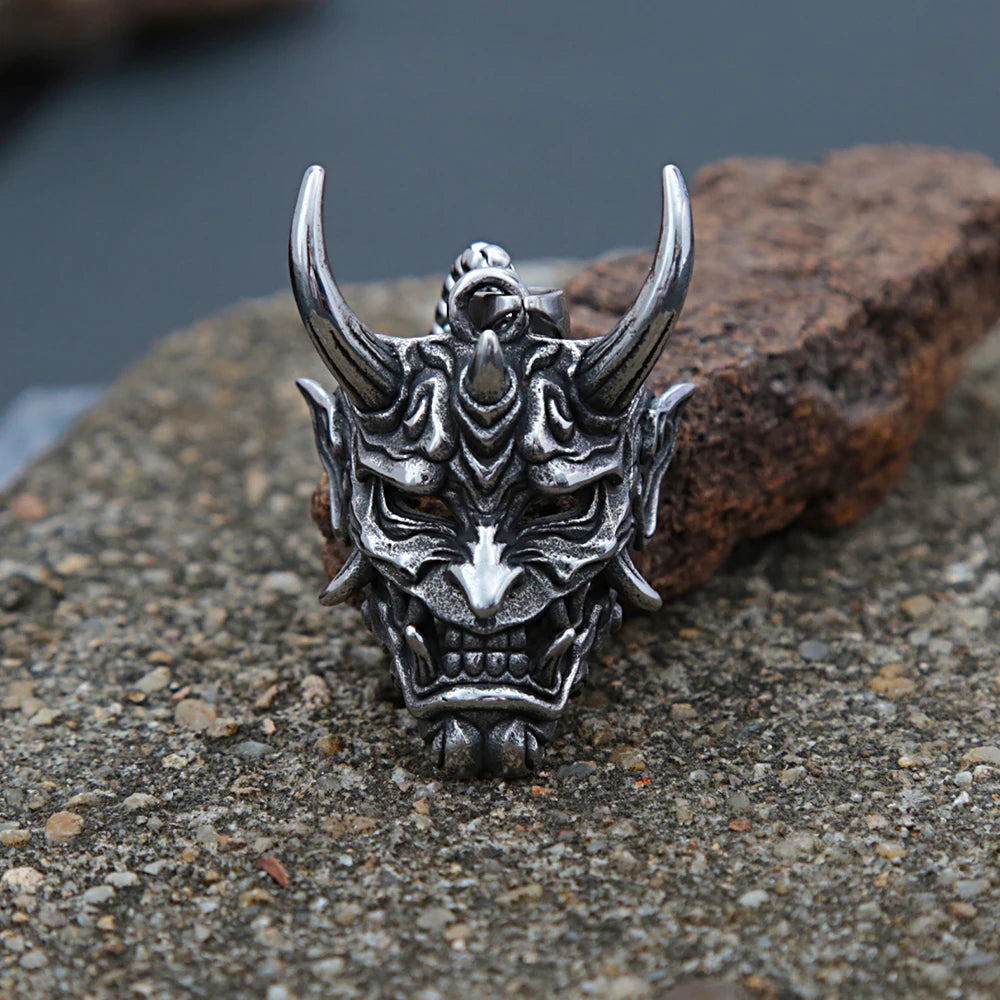 Demon Mask Skull Pendant Necklace (316L)