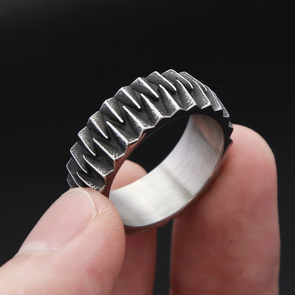 Men’s Gear Ring – Stainless Steel Industrial Design