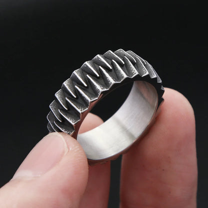 Men’s Gear Ring – Stainless Steel Industrial Design