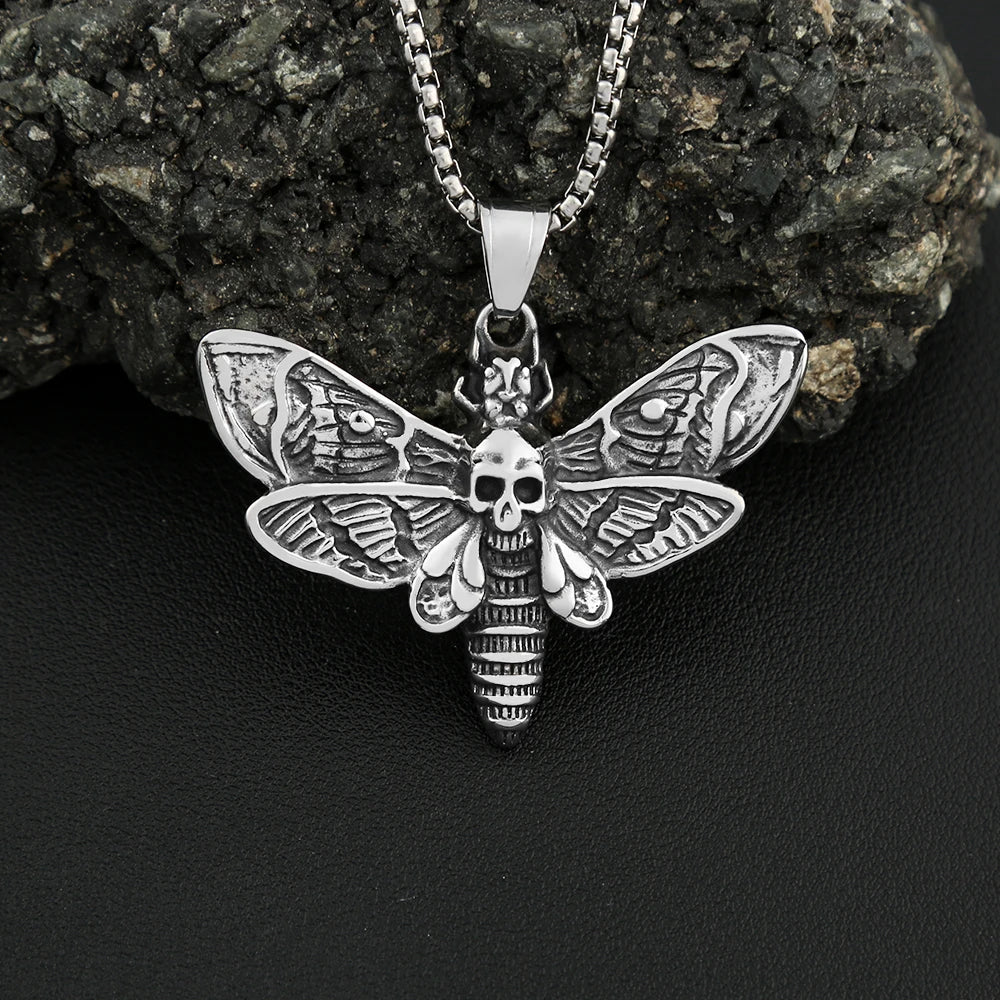 Skull Moth Pendant Necklace (316L)