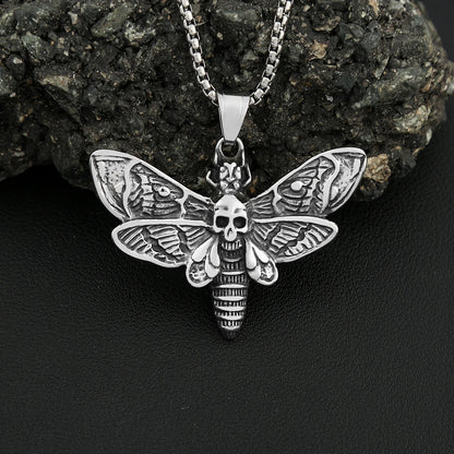 Skull Moth Pendant Necklace (316L)