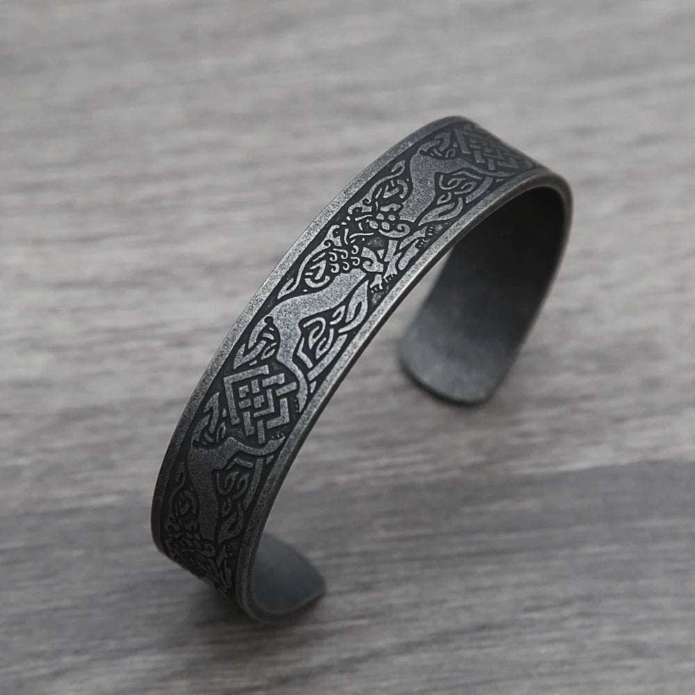 Viking Rune Cuff Bracelet (316L)